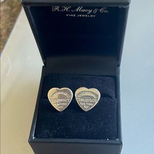 Please Return To Tiffany & Co. Sterling Silver Mini Heart Stud Earrings -